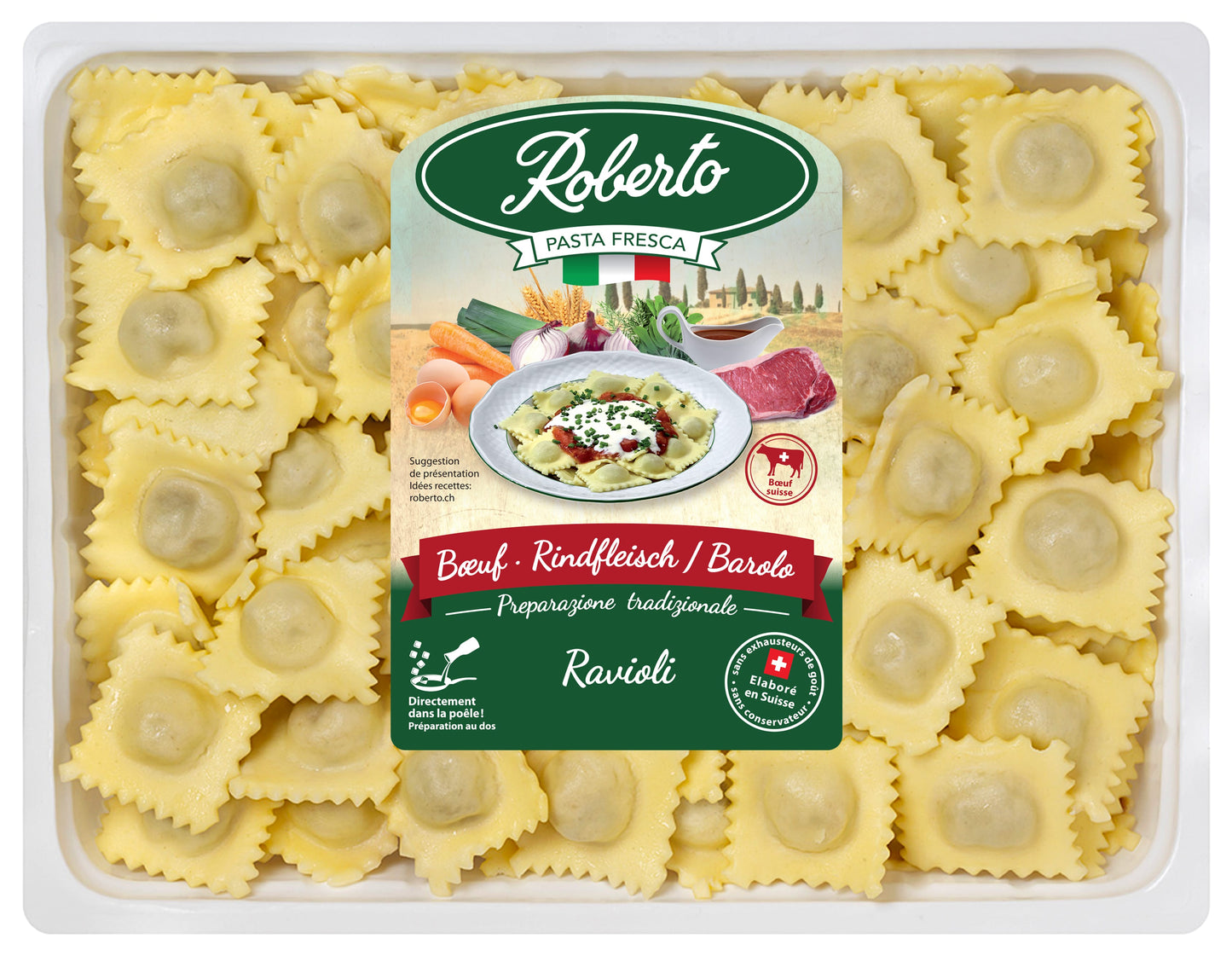 Ravioli au boeuf suisse braisé au vin de Barolo