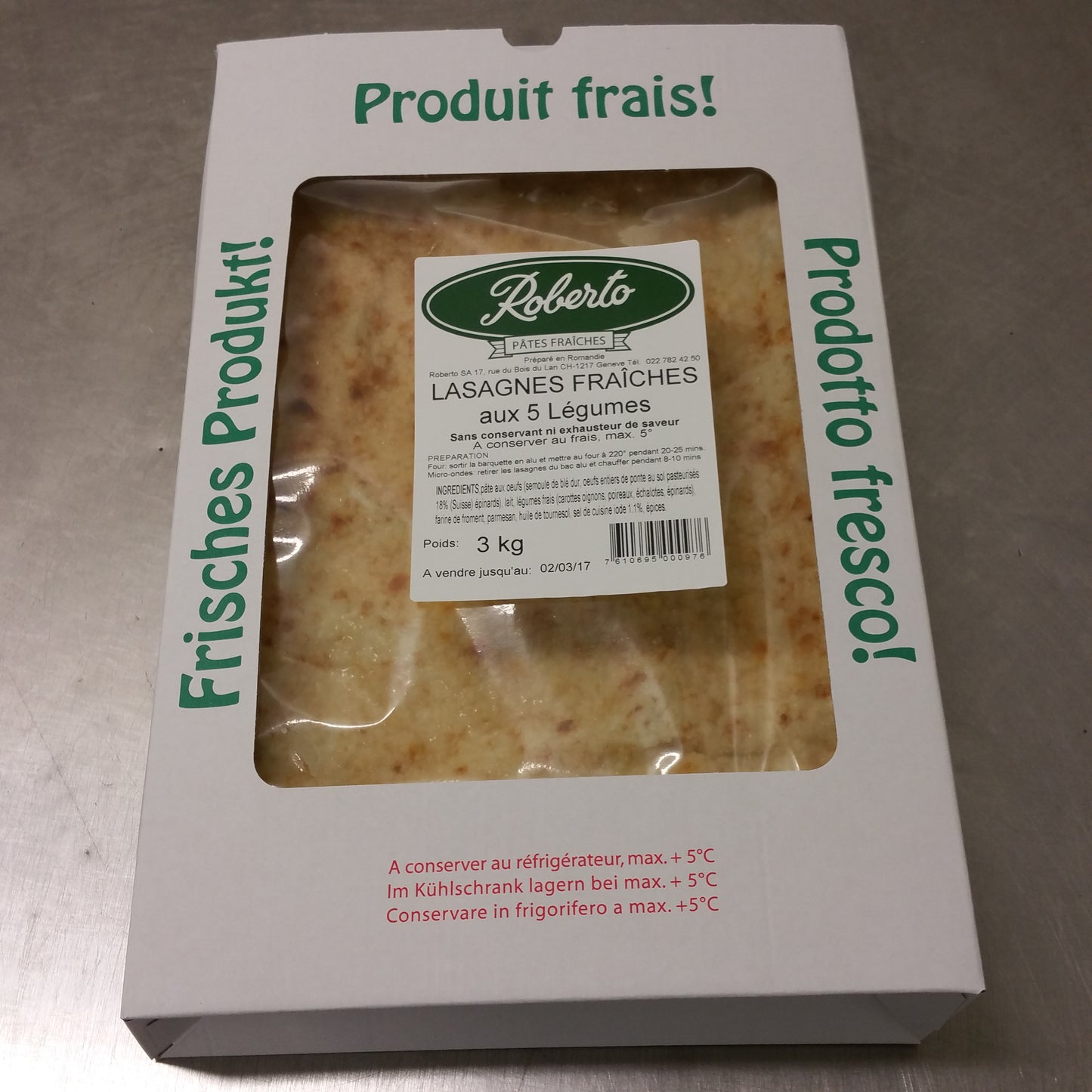 Lasagne fraîche artisanale au pur bœuf suisse – Grand format 3 kg