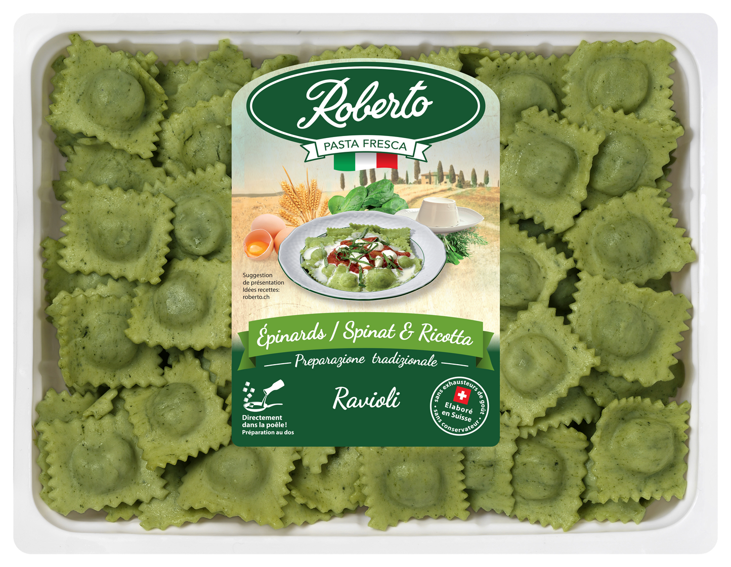 Ravioli aux épinards & ricotta 100 % suisse